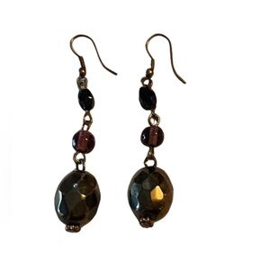 Multi beaded chrome bohemian boho dangle earrings